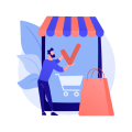 image of a person in front of is shop